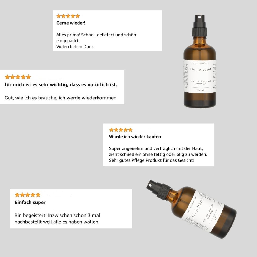 Jojobaöl bio kaltgepresst - 100% rein - goldgelb - vegan - 100 ml Glasflasche