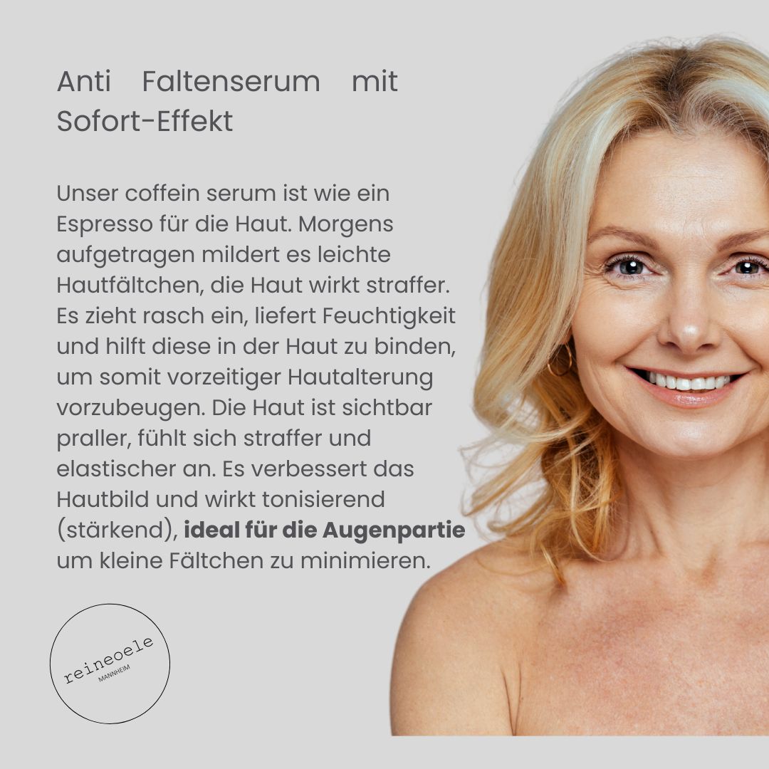 Coffein Serum - Anti Faltenserum mit Sofort-Effekt NMF, Hyaluronsäure, Coffein und Panthenol - vegan