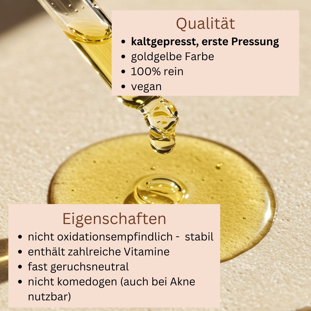 Jojobaöl bio kaltgepresst - 100% rein - goldgelb - vegan - 100 ml Glasflasche