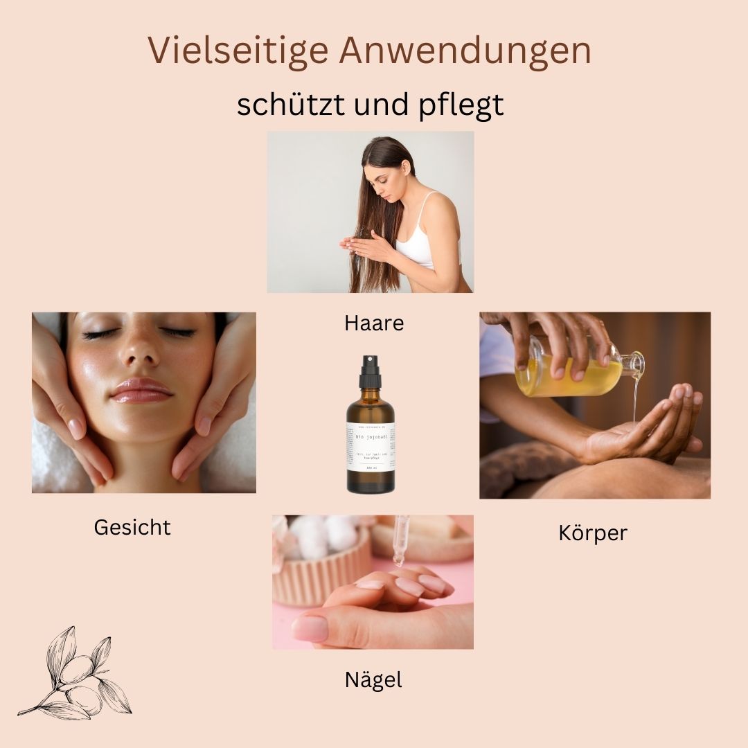 Jojobaöl bio kaltgepresst - 100% rein - goldgelb - vegan - 100 ml Glasflasche