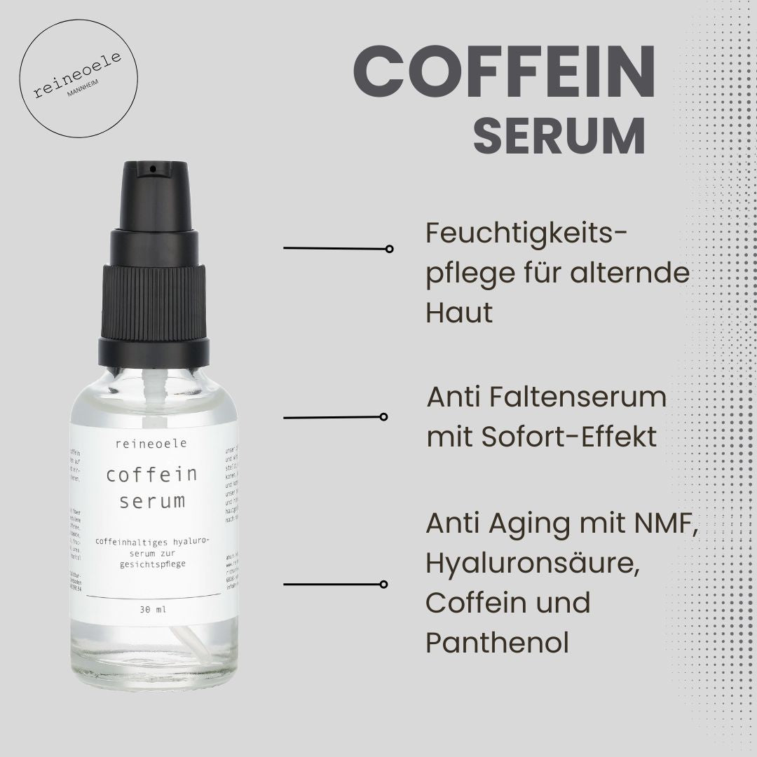 Coffein Serum - Anti Faltenserum mit Sofort-Effekt NMF, Hyaluronsäure, Coffein und Panthenol - vegan