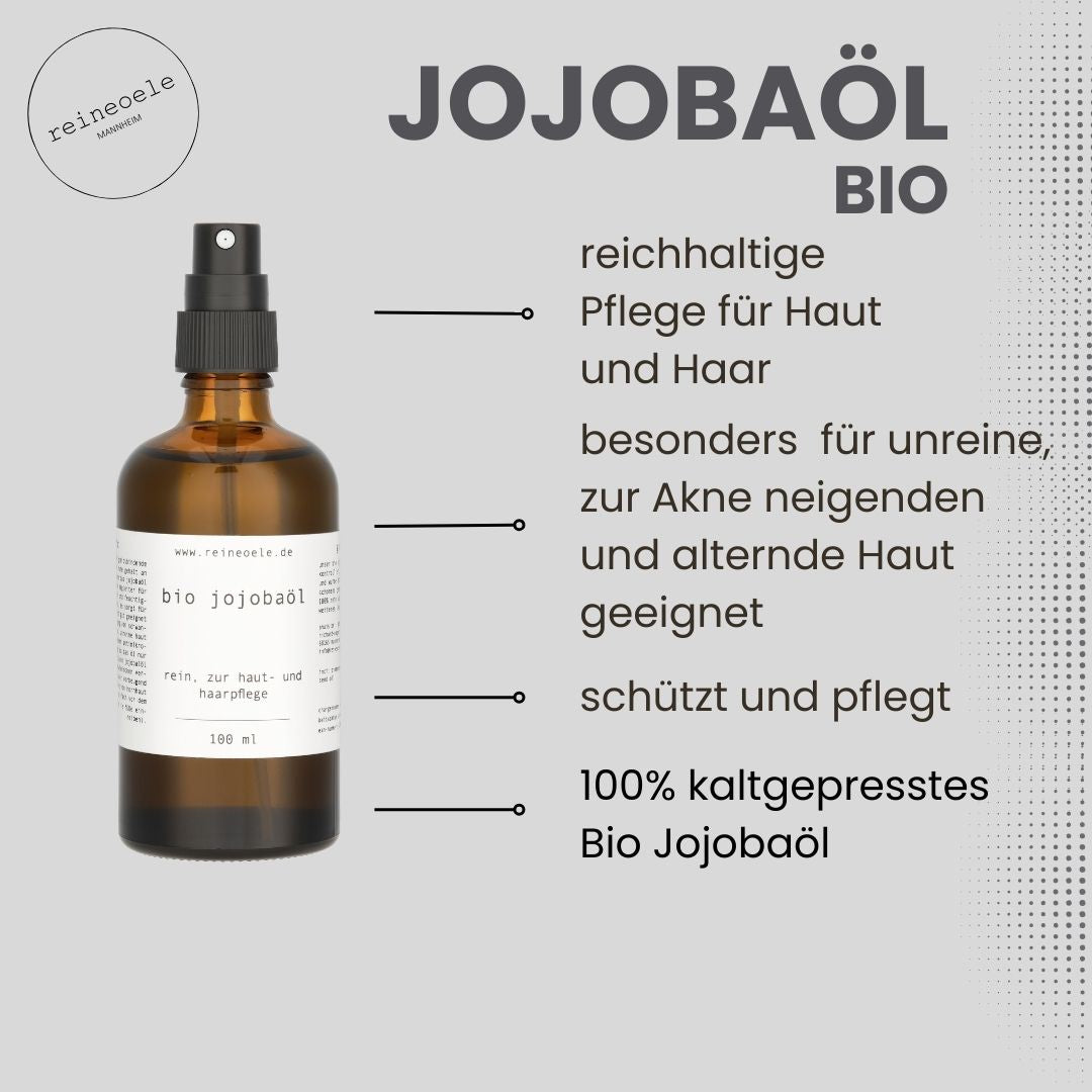 Jojobaöl bio kaltgepresst - 100% rein - goldgelb - vegan - 100 ml Glasflasche