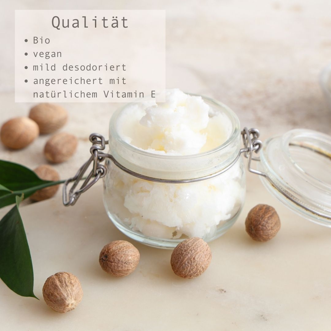 Bio Sheabutter Karité angereichert mit Tocopherol (Vitamin E) kaltgepresst vegan