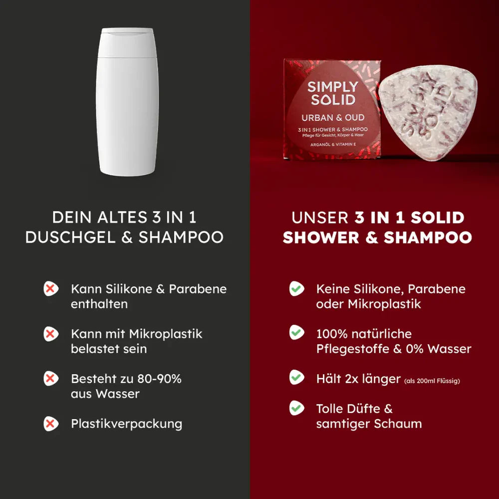 Festes Shampoo und Pflegebar für Gesicht, Haut und Haar – mit Arganöl und Vitamin E Urban & Oud