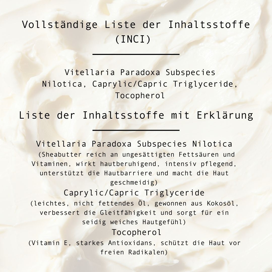 Bio Sheabutter Karité angereichert mit Tocopherol (Vitamin E) kaltgepresst vegan